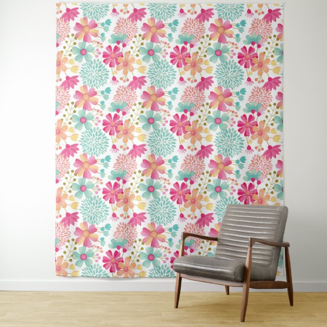 Painted Floral Photo Back Drop Fabric Sheet (In Situ)
