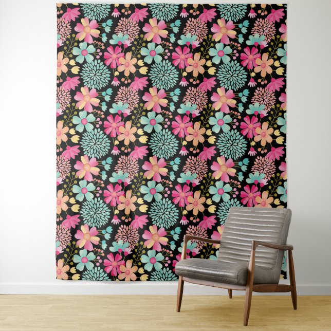 Painted Floral Photo Back Drop Fabric Sheet (In Situ)