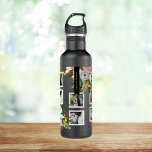 Painted Floral Photo Collage Personalized Names Stainless Steel Water Bottle<br><div class="desc">Personalized names over painted floral bouquet with square photo frames. 

The gorgeous painted florals are by Create the Cut. Find them on Creative Market https://crmrkt.com/7WdAX,  Etsy https://www.etsy.com/shop/CreateTheCut,  and www.createthecut.com

Photos by Leeds Wedding Photographer,  John Hope. Visit him at http://www.johnhopephotography.com</div>