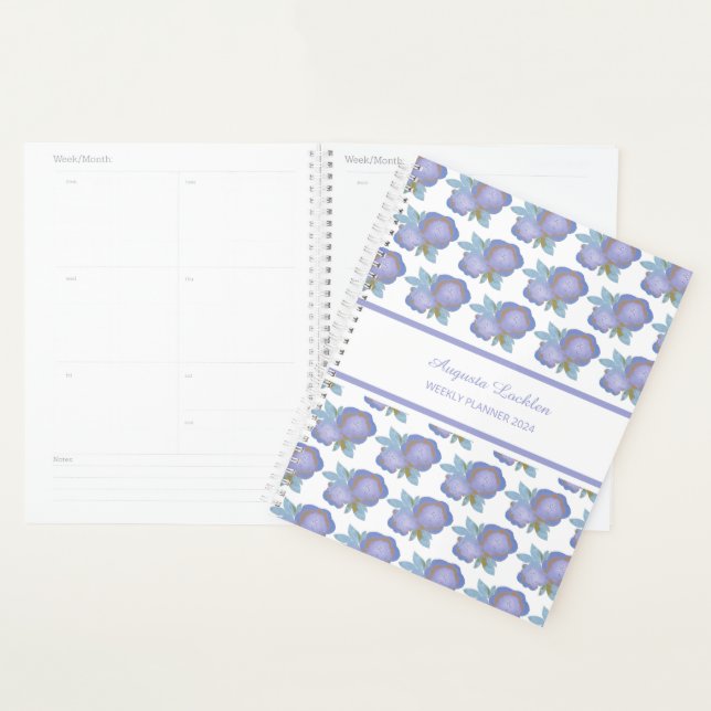 Painted Floral Purple Pattern Weekly Planner (Display)