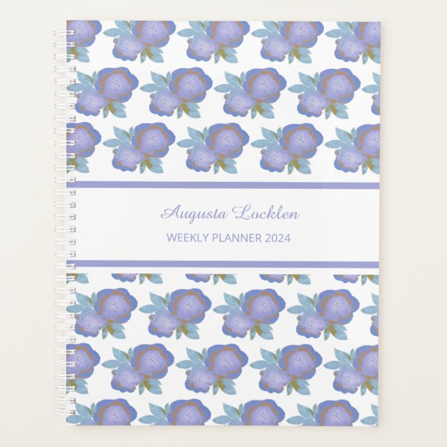 Painted Floral Purple Pattern Weekly Planner (Front)
