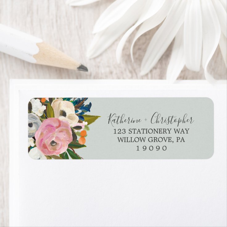 Painted Floral Return Address Label | Zazzle