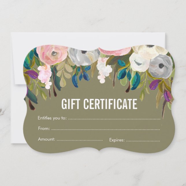 Painted Floral Salon Gift Certificate Template (Front)