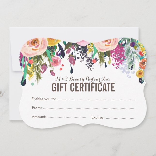 Painted Floral Salon Gift Certificate Template (Front)