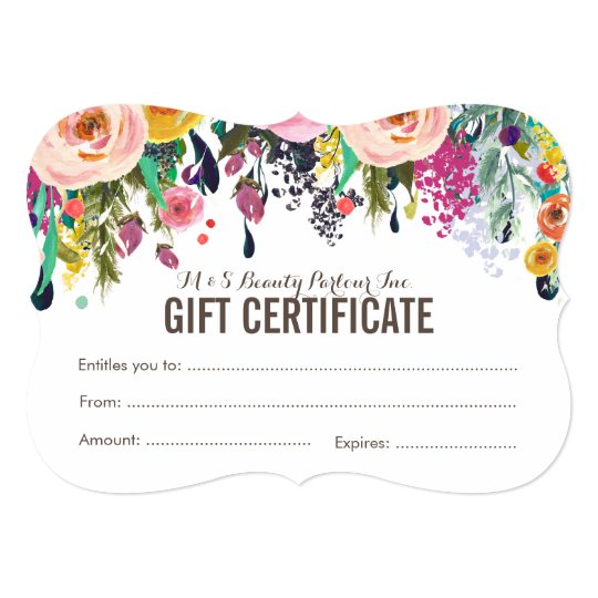 Painted Floral Salon Gift Certificate Template