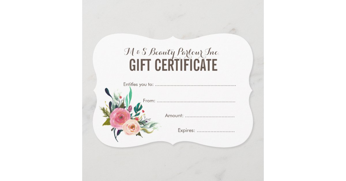 Painted Floral Salon Gift Certificate Template | Zazzle.com Painted Floral Salon Gift Certificate Template | Zazzle.com