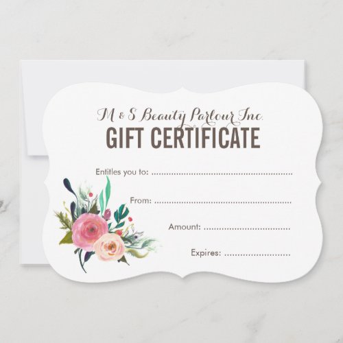 Painted Floral Salon Gift Certificate Template