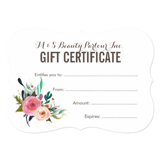 Painted Floral Salon Gift Certificate Template