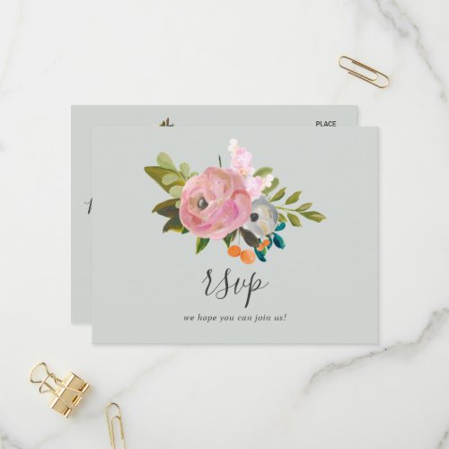 Painted Floral Song Request RSVP Postcard