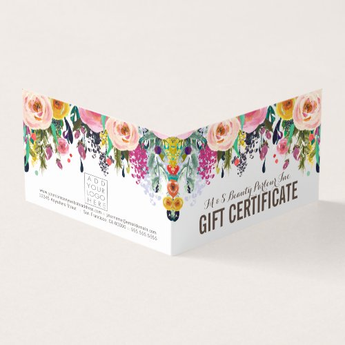 Painted Floral Store Gift Certificate Template