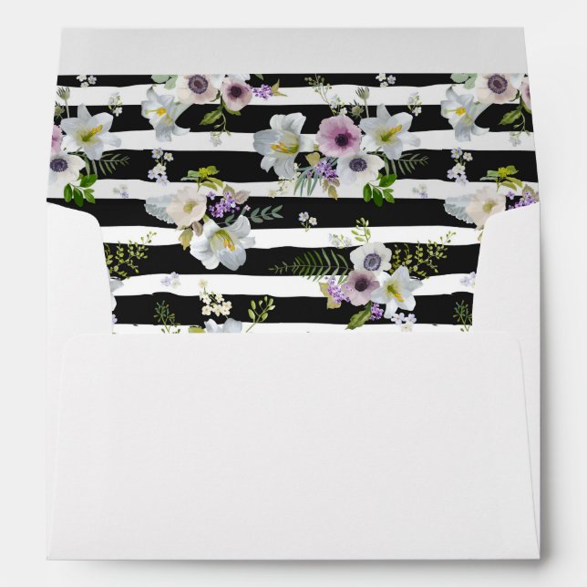 Painted Floral Striped Pattern -  Wedding Envelope (Back (Bottom))