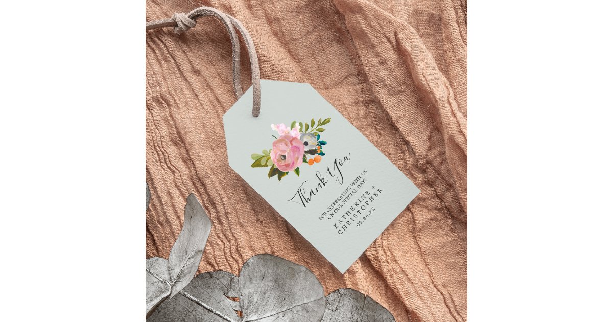 Painted Floral Thank You Favor Gift Tags | Zazzle