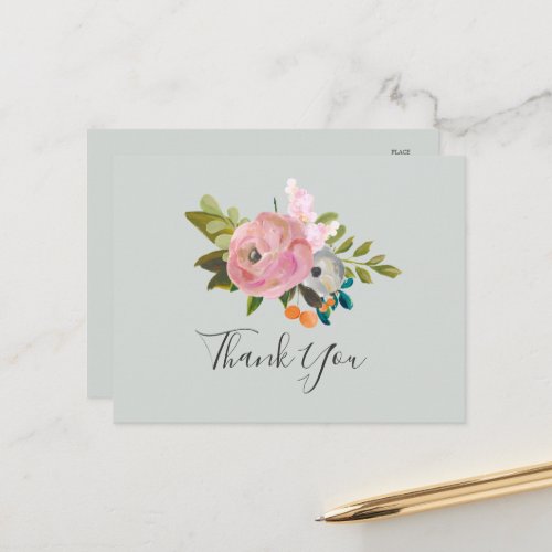 Painted Floral Thank You Postcard