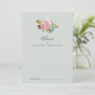 Painted Floral Wedding Advice Card