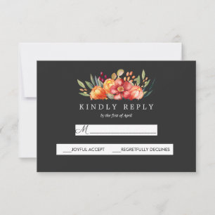 Painted Floral Wedding Gray Response Rsvp