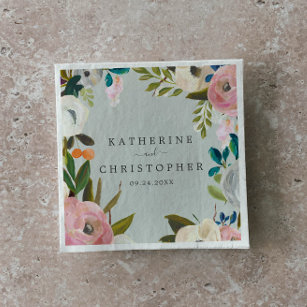 Painted Floral Wedding Napkins