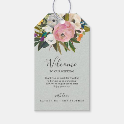 Painted Floral Wedding Welcome Gift Tags