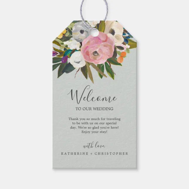 Painted Floral Wedding Welcome Gift Tags | Zazzle