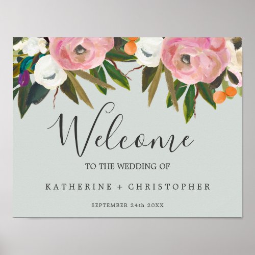 Painted Floral Welcome Wedding Poster