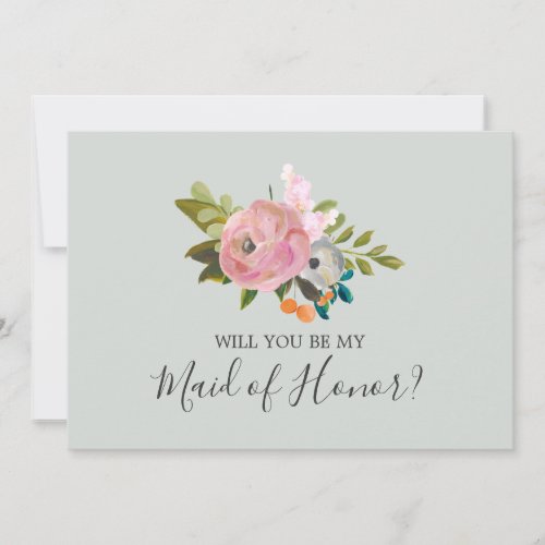 Painted Floral Will You Be My Maid of Honor Card
