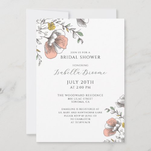 Painted Florals  Bridal Shower Invitation