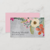 Painted Florals Business Card / Pink & Gray (Front/Back)
