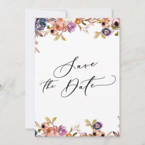 Painted Florals Luxury Calligraphy Save the Date Invitation