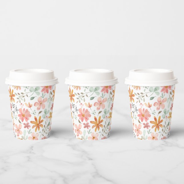 Painted Florals Paper Cups (Multi)