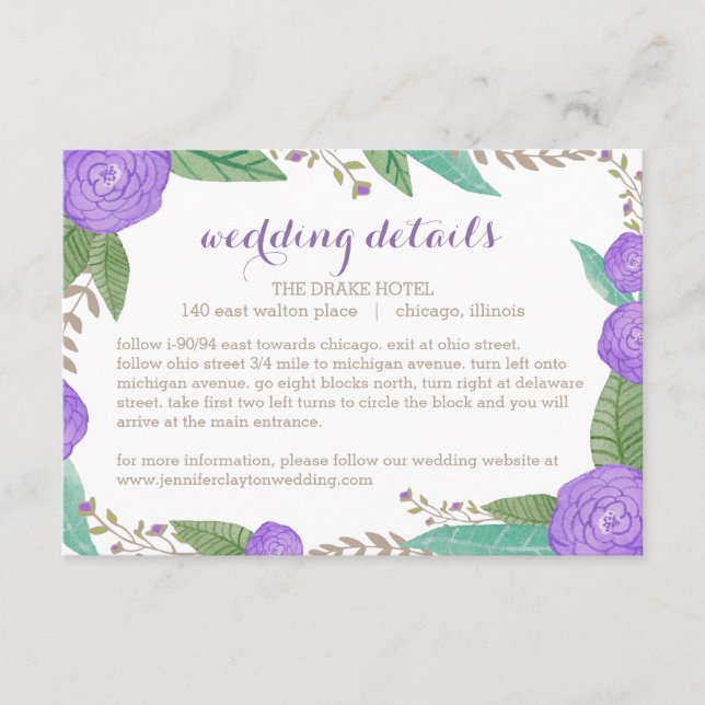 Painted Florals Wedding Enclosure Card (Front)