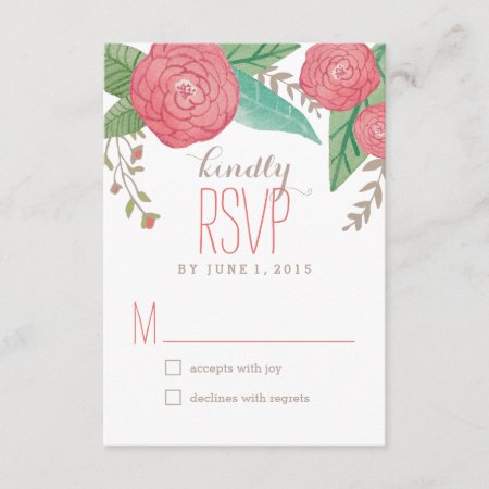 Painted Florals Wedding Response / Rsvp Cards