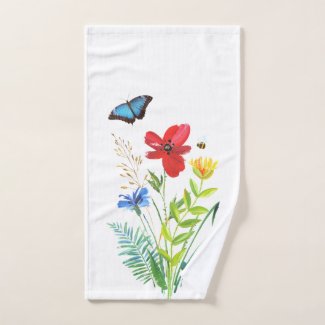 Painted Flower Garden Bathroom Towel Set