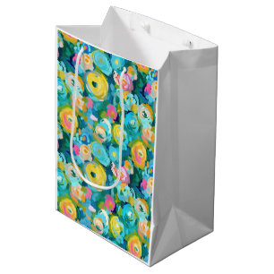 Painted Flowers Art Colorful Summer Floral Fun Medium Gift Bag