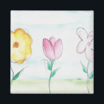 Painted Flowers Art Magnet<br><div class="desc">Cute hand painted flowers originally created in acrylic paint.</div>