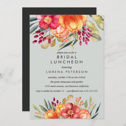 Painted  Flowers Bridal Luncheon Wedding Invitation