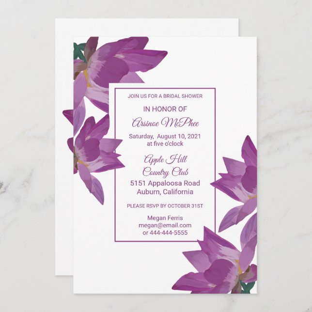 Painted Flowers Bridal Shower Invitation (Front/Back)