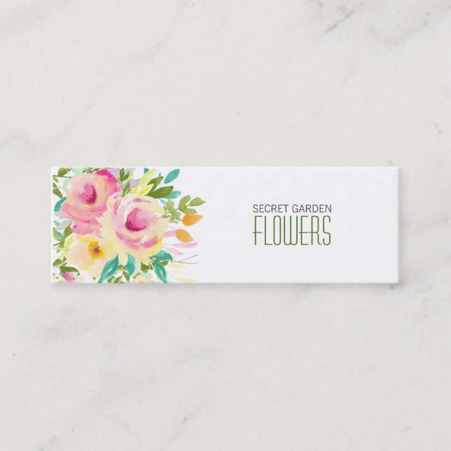 Painted Flowers Florist Skinny Business Cards (Front)