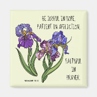 Painted flowers (Iris) w/ verse from Romans 12:12