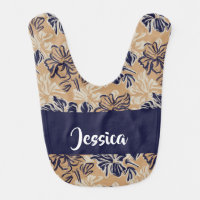 Painted flowers on brown baby bib