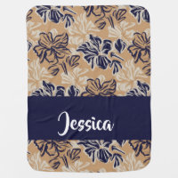 Painted flowers on brown baby blanket