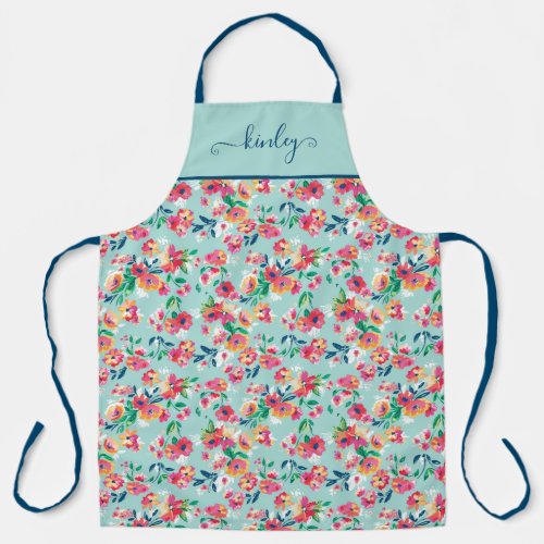 Painted Flowers Pattern Apron