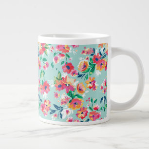 Painted Flowers Pattern Giant Coffee Mug