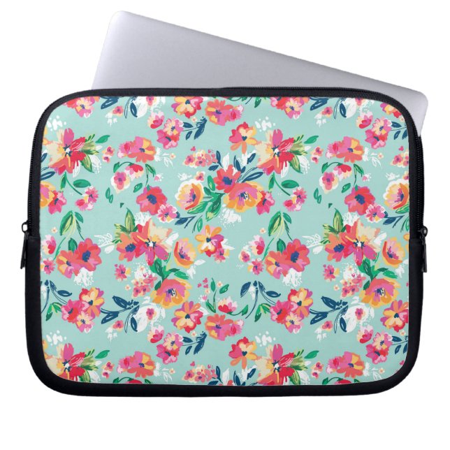 Painted Flowers Pattern Laptop Sleeve (Front)