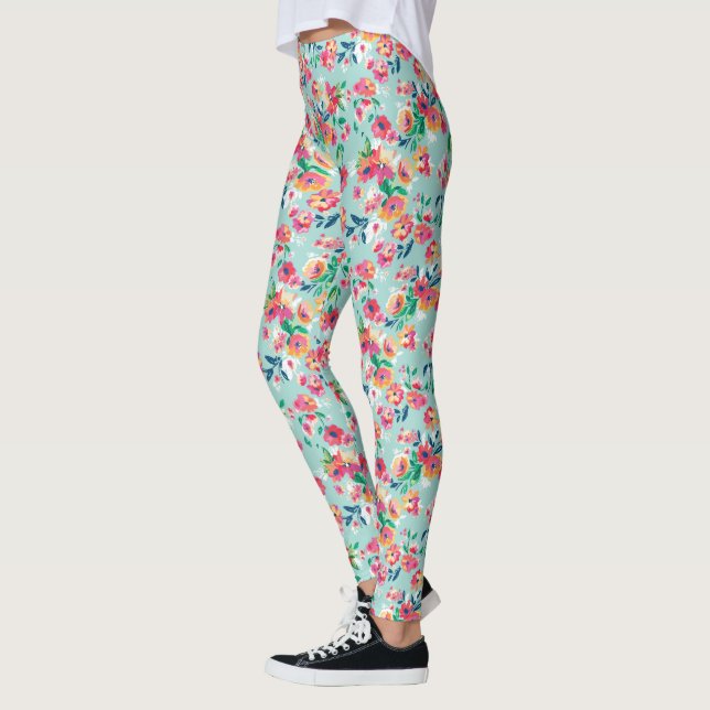 Painted Flowers Pattern Leggings (Left)
