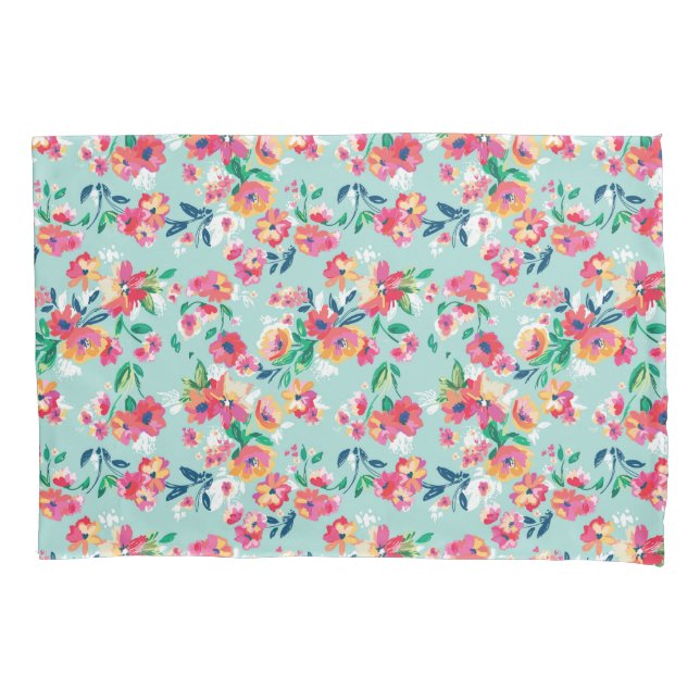 Painted Flowers Pattern Pillow Case (Front-Left)