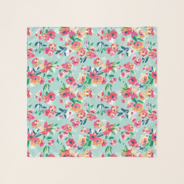 Painted Flowers Pattern Scarf (Front)
