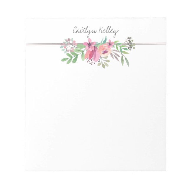 Painted Flowers Personalized Notepad (Front)