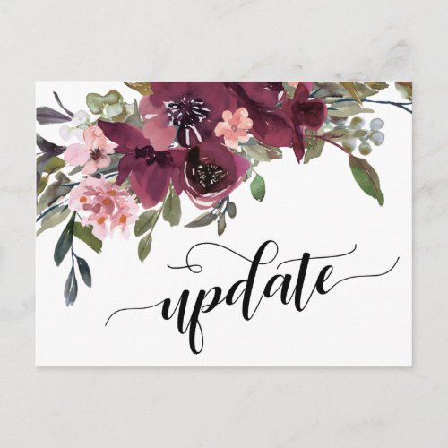 Painted Flowers Postponed Wedding Update Notice Postcard