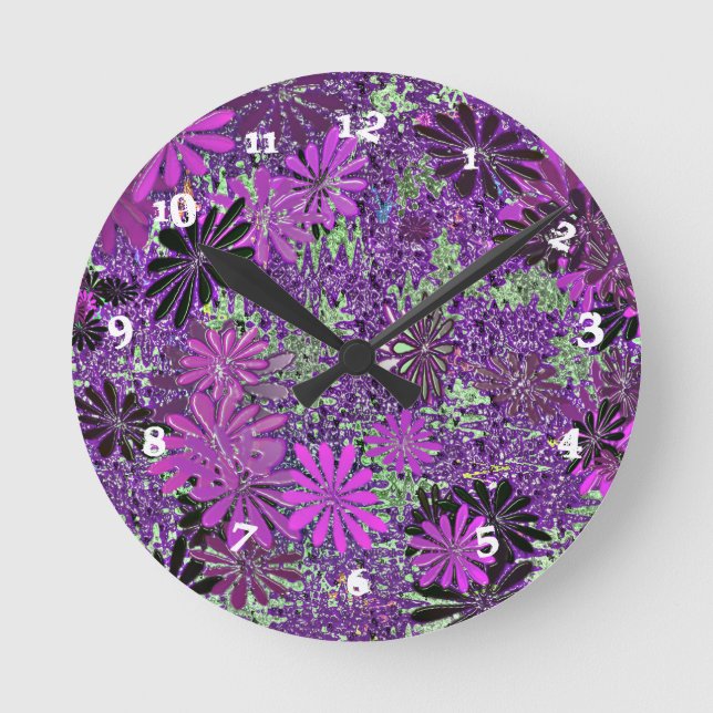 Painted Flowers Round Clock (Front)