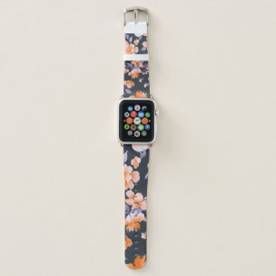 Painted flowers seamless background illustration apple watch band