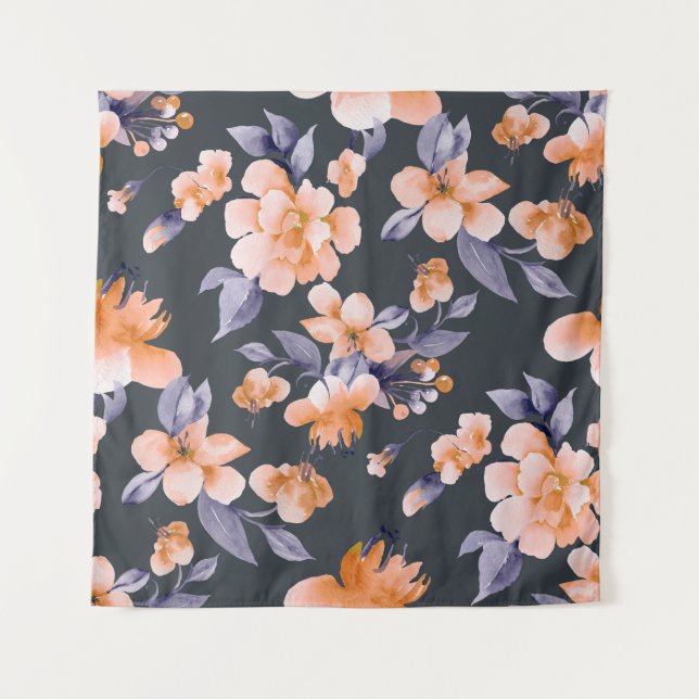 Painted Flowers Seamless Background Tapestry (Front)
